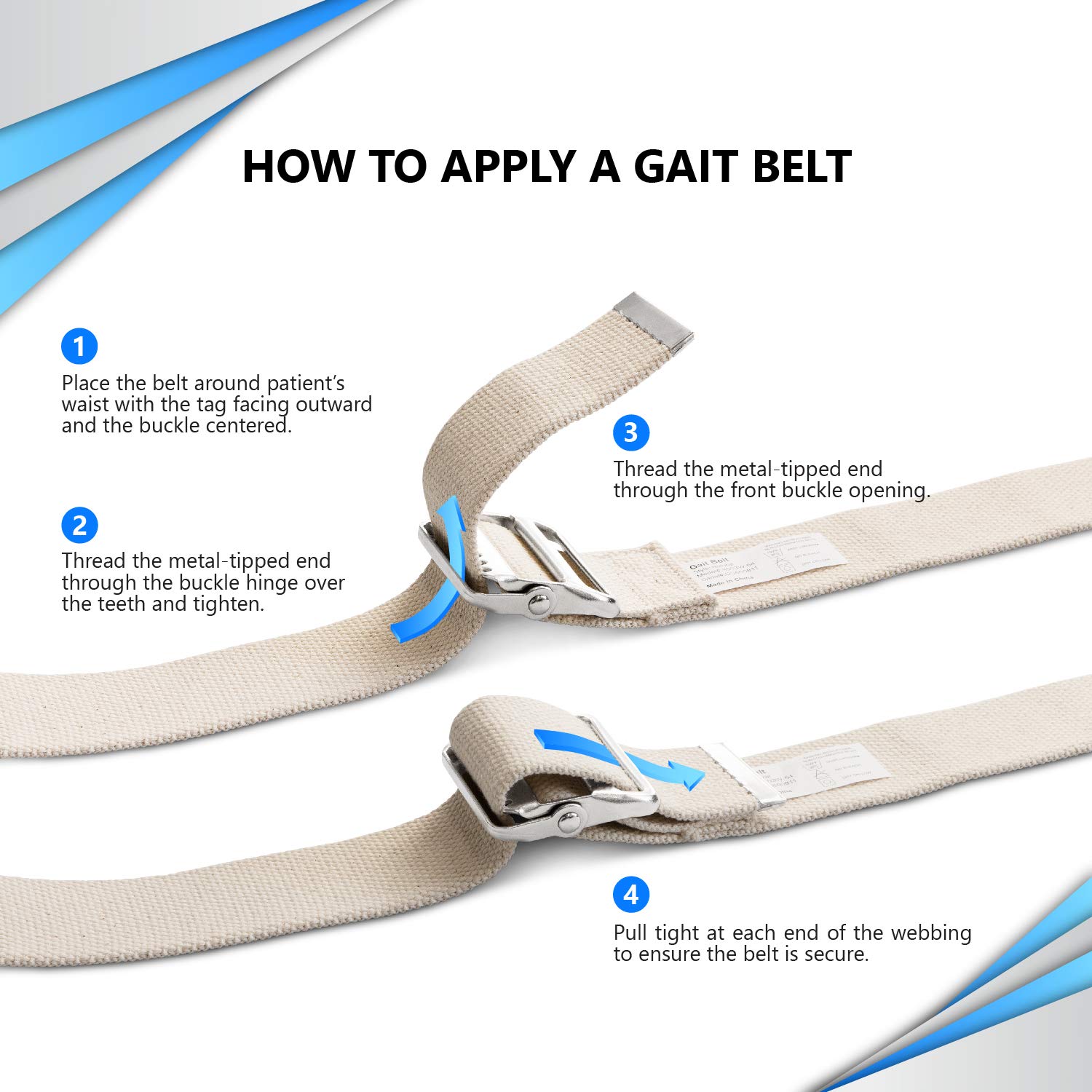 NYOrtho Metal Buckle Gait Belt - Adjustable Machine Washable Strong and Durable Material Latex Free