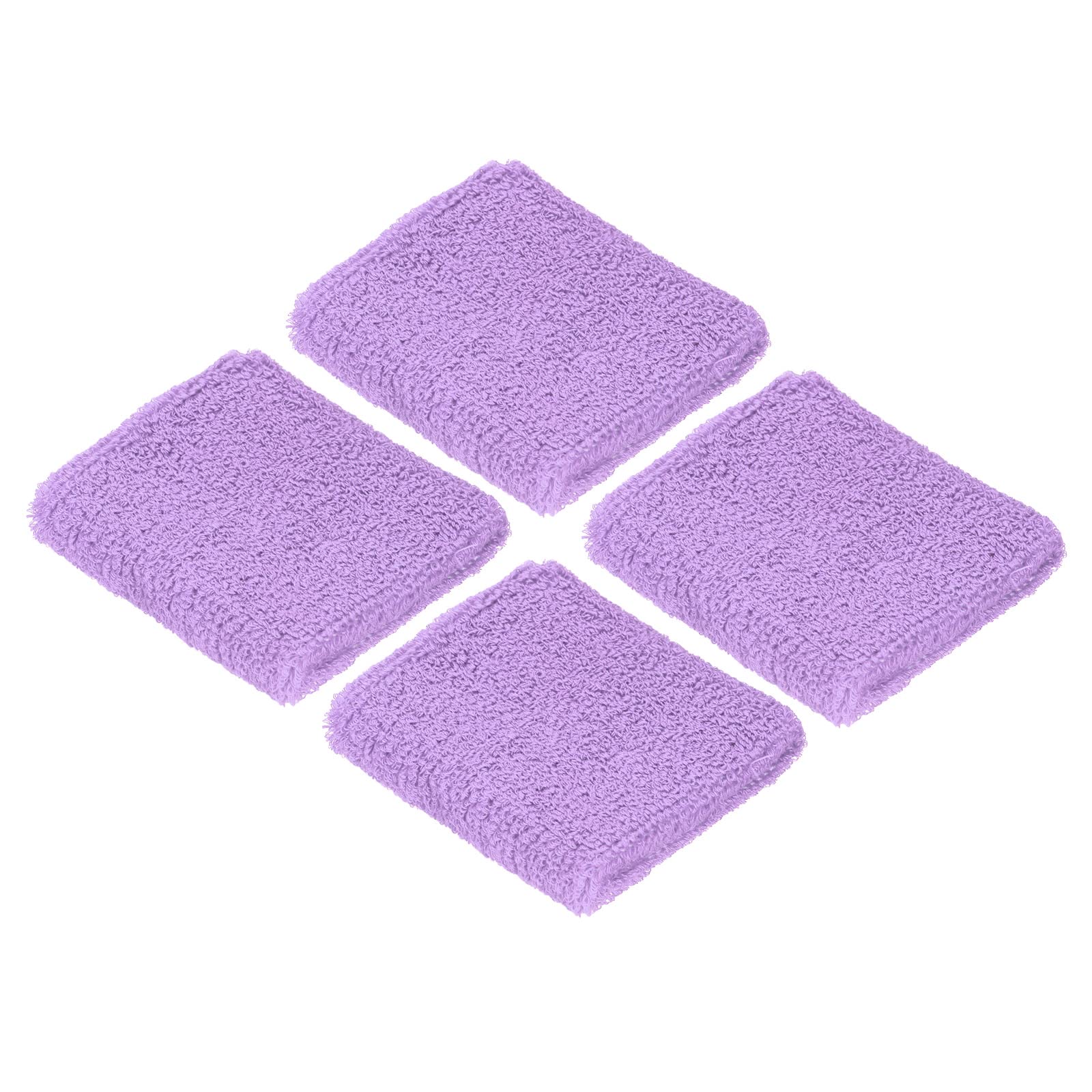 PATIKIL Sports Wristbands 8x8cm, 4 Pack Cotton Terry Cloth Absorbent Sweatband for Tennis Basketball Working Out Athletic Running, Light Purple