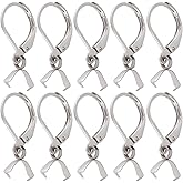 Beebeecraft 1 Box 50Pcs French Earring Hooks Stainless Steel Leverback Earring Findings with Pendant Bails Silver Earring Supplies for Jewelry Making