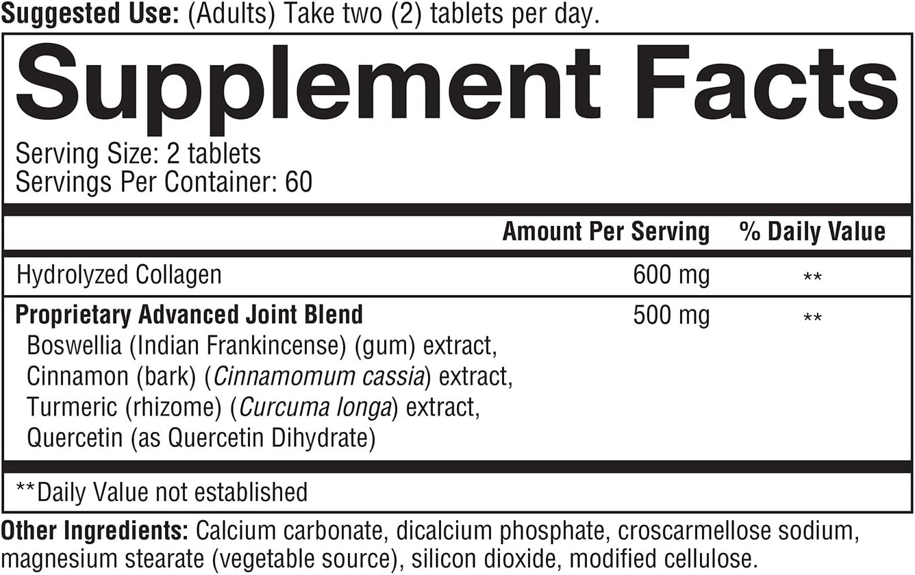 Youtheory Joint Collagen Advanced with Boswellia, 120 Count (1 Bottle): Health & Personal Care