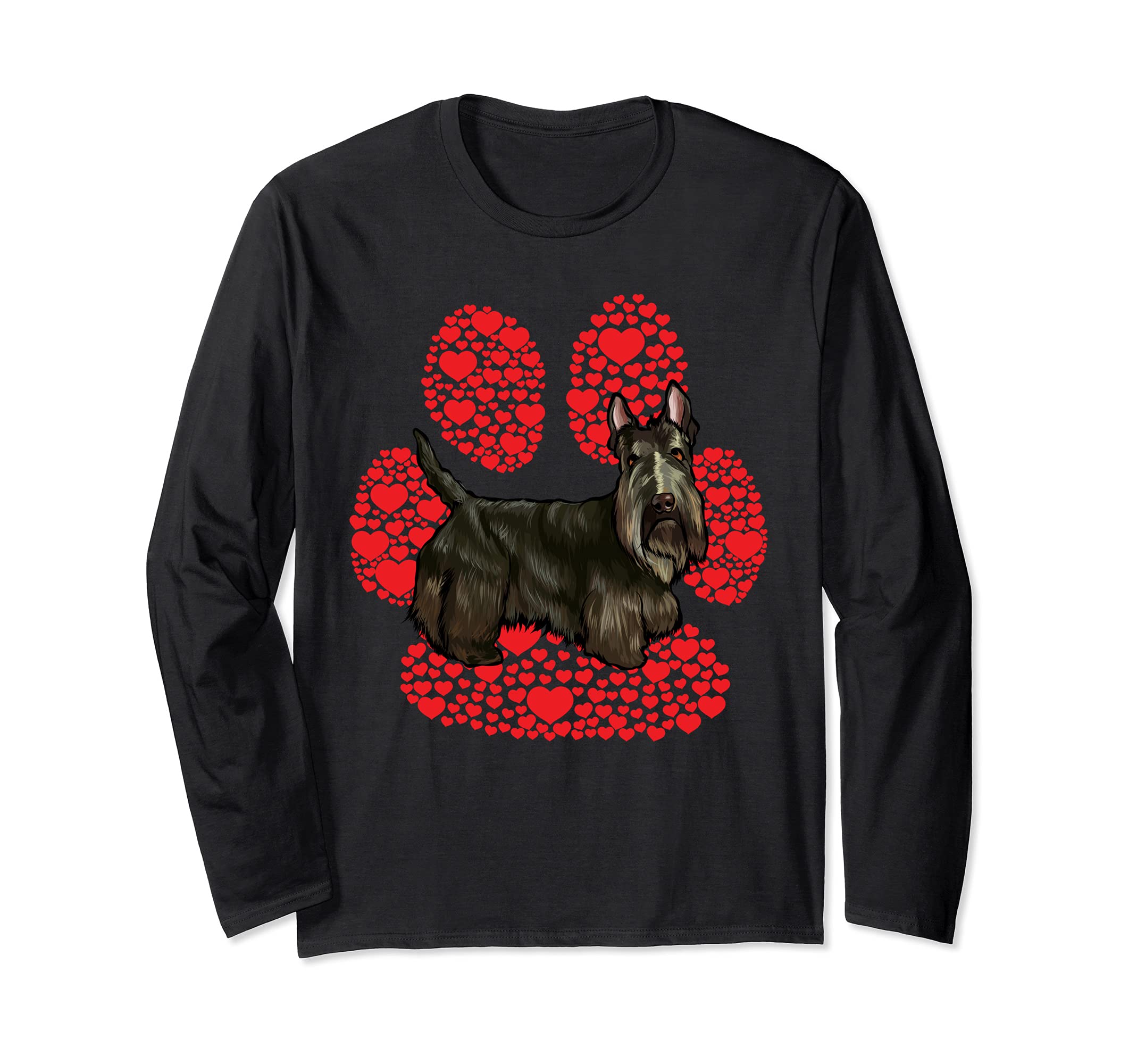 Scottish Terrier Valentines Day Dog Love Paw Long Sleeve T-Shirt