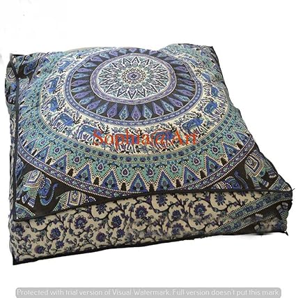 Indian Psychedelic Elephant Mandala Floor Pillow Square Ottoman Pouf Daybed Oversized Cushion Cover Outdoor Sofa Throw Large Floor Pillows 3535 Multi 2 Amazon Co Uk Home Kitchen