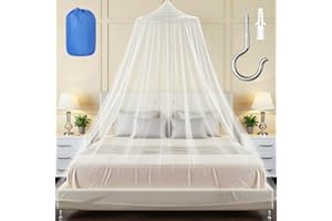 SHRUY Mosquito Net for Bed, Large White Bed Canopy for Girls, King Canopy Bed Curtains Queen Size from Ceiling, Hanging Bed Net, Bedroom Decorative, Travel with Storage Bag (Round)