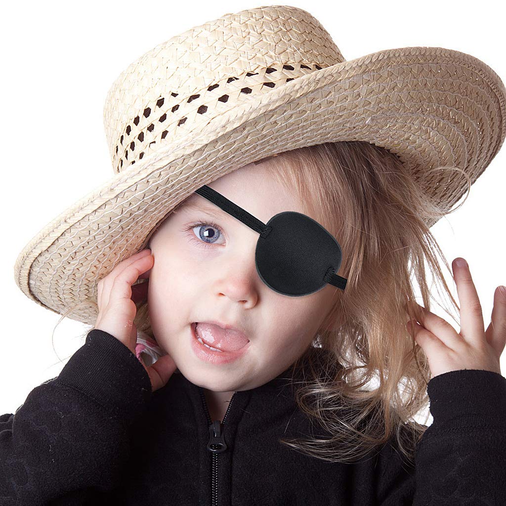 Edealing 2 PCS Eye Patch Set for Adults and Kids, Single Eye Mask with Adjustable Buckle Soft and Comfortable Pirate Eye Patch for Amblyopia Lazy Eye-Black : Beauty