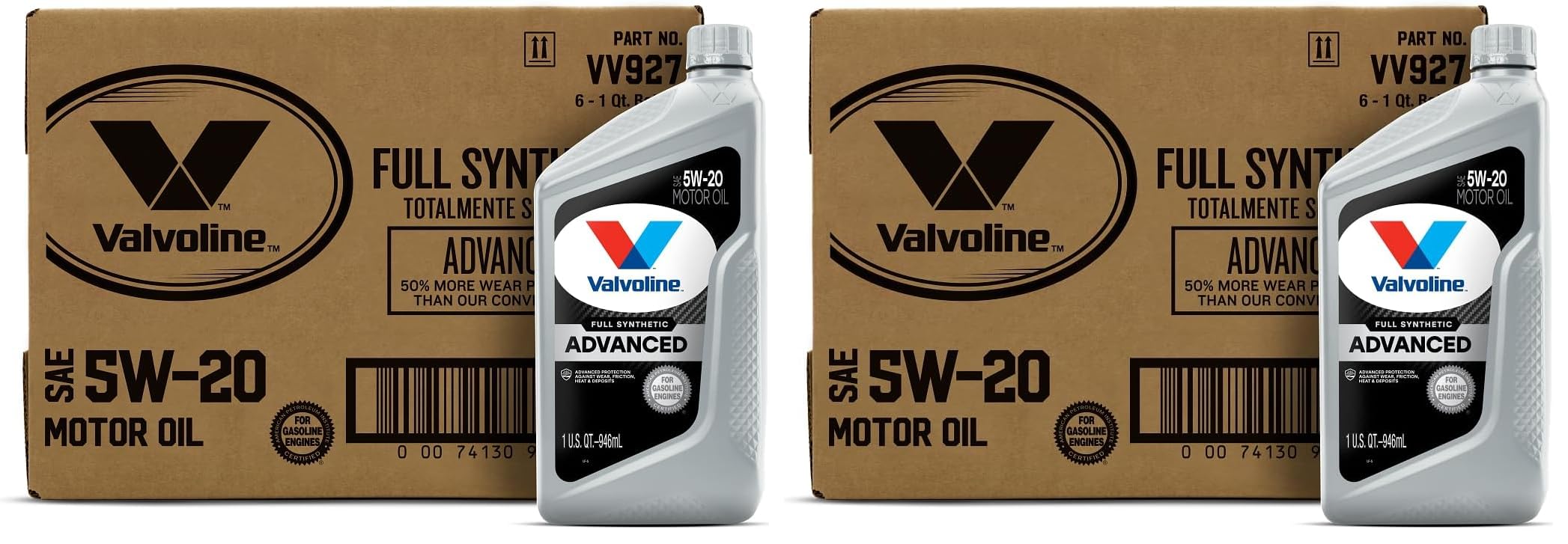Valvoline Advanced Full Synthetic SAE 5W-20 Motor Oil 1 QT, Case of 6 (Pack of 2)