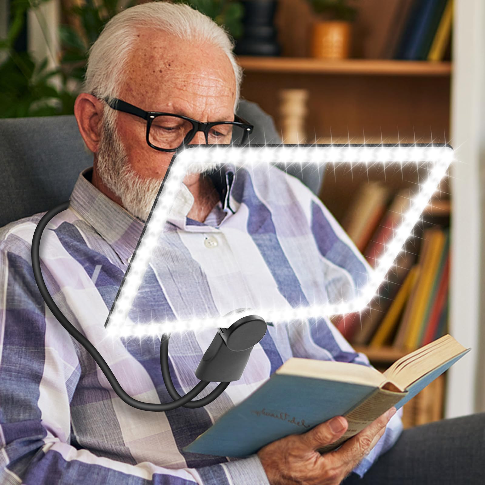 Photo 1 of 10x Large Magnifying Glass for Reading with Light,Books Full Page Magnifier Hands Free with 50 Adjustable Brightness Led Lights Neck-Wear Magnifying Glass for Repairs Seniors Close Worker