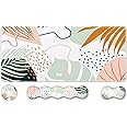 iLeadon Keyboard Mouse Pad Set, Large Gaming Mouse Pad + Keyboard Wrist Rest Support + Mouse Wrist Cushion + Coaster, Non-Slip Rubber Base, 35.4x15.7in Extended Desk Mat for Office, Abstract Plant