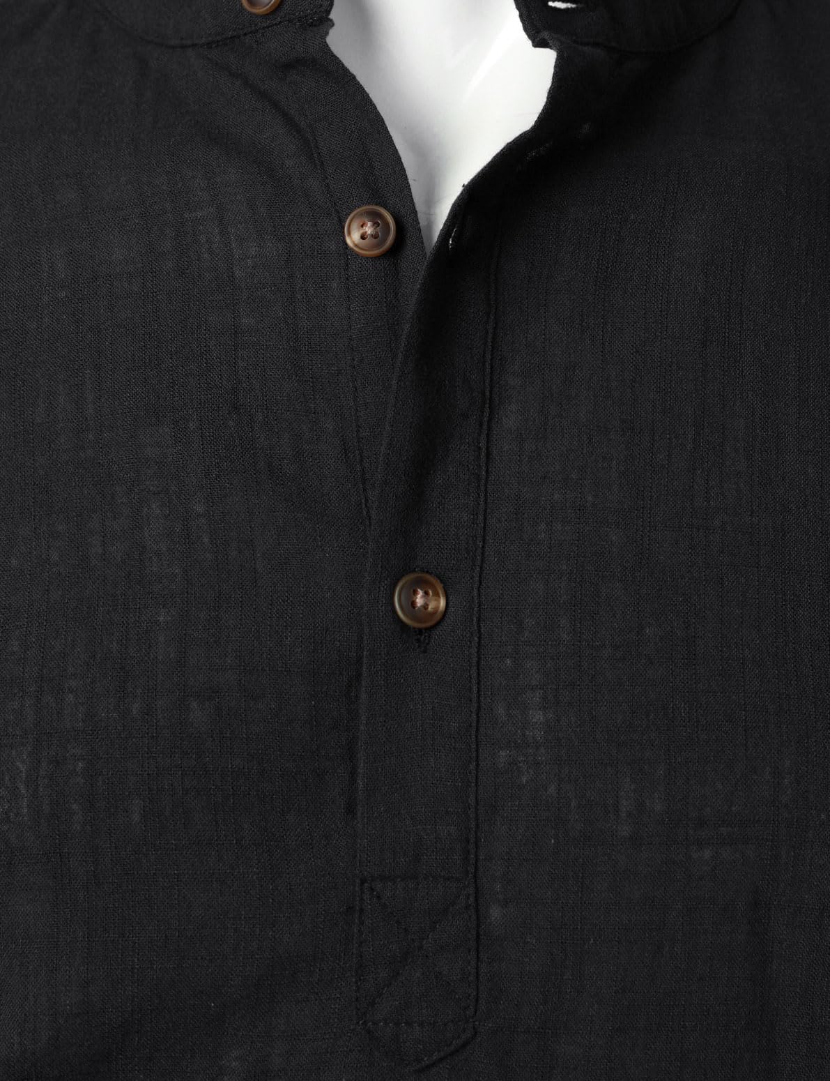 JEMITOP Men's Summer Lightweight Cotton Linen Shirts Casual Short Sleeve Breathable Banded Collar Henley for Beach Vacation