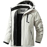 MAOYSSEN Men's Ski Jacket Warm Winter Snow Coat Waterproof Mountain Windbreaker Snowboarding Jacket Hooded for Hiking Traval