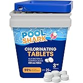 Pool Shark Swimming Pool Chlorine Tablets - 3-Inch Chlorine Tablets - Slow-Dissolving 90% Active Chlorine Tabs - Pool Chemicals for Inground Pools, Above Ground Pools, Saltwater, Spa, Hot Tub (25 lbs)