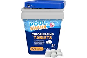 Pool Shark Swimming Pool Chlorine Tablets - 3-Inch Chlorine Tablets - Slow-Dissolving 90% Active Chlorine Tabs - Pool Chemicals for Inground Pools, Above Ground Pools, Saltwater, Spa, Hot Tub (25 lbs)