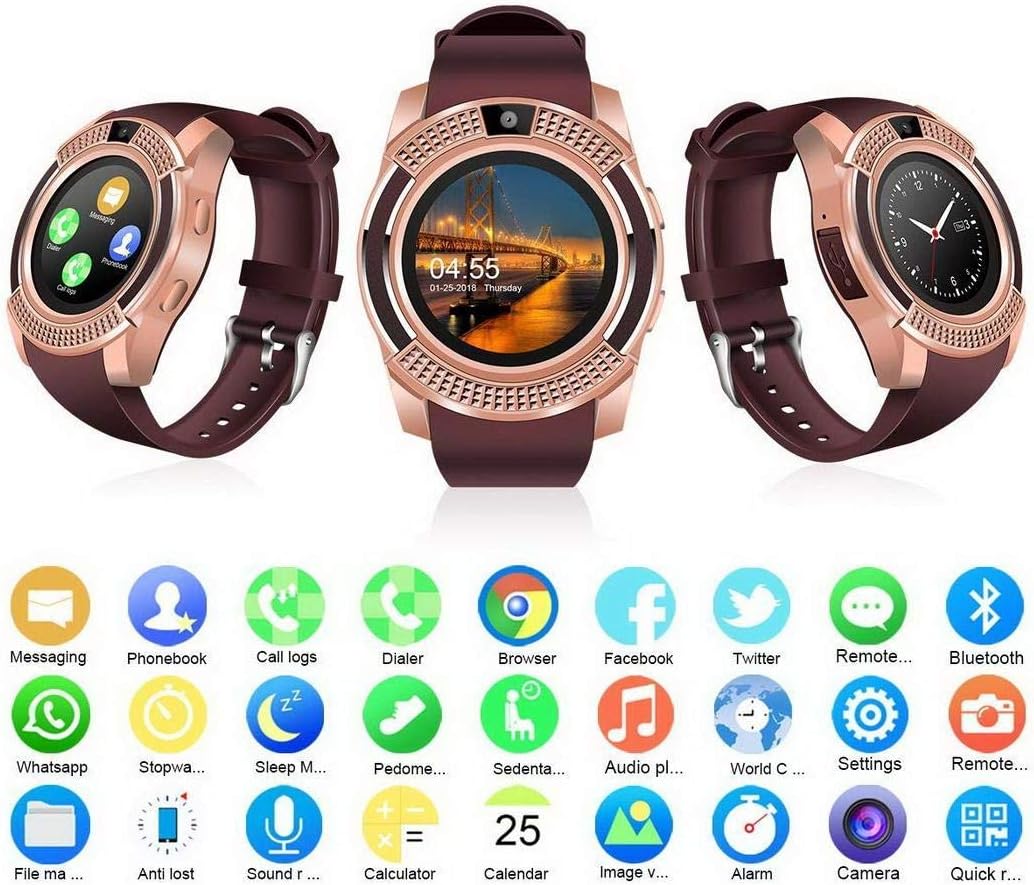 Erholi Bluetooth Smart Watch Fitness Pedometer Sleep Monitor Tracker SD Card SIM Card Smart Watches