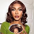 Ailwelia Chocolate Brown 5x5 Closure Body Wave Bob Wig Human Hair 200% Density 5x5 Hd Lace Closure Wigs Human Hair Wear And Go Glueless Bob Wig For Black Women 14 Inch