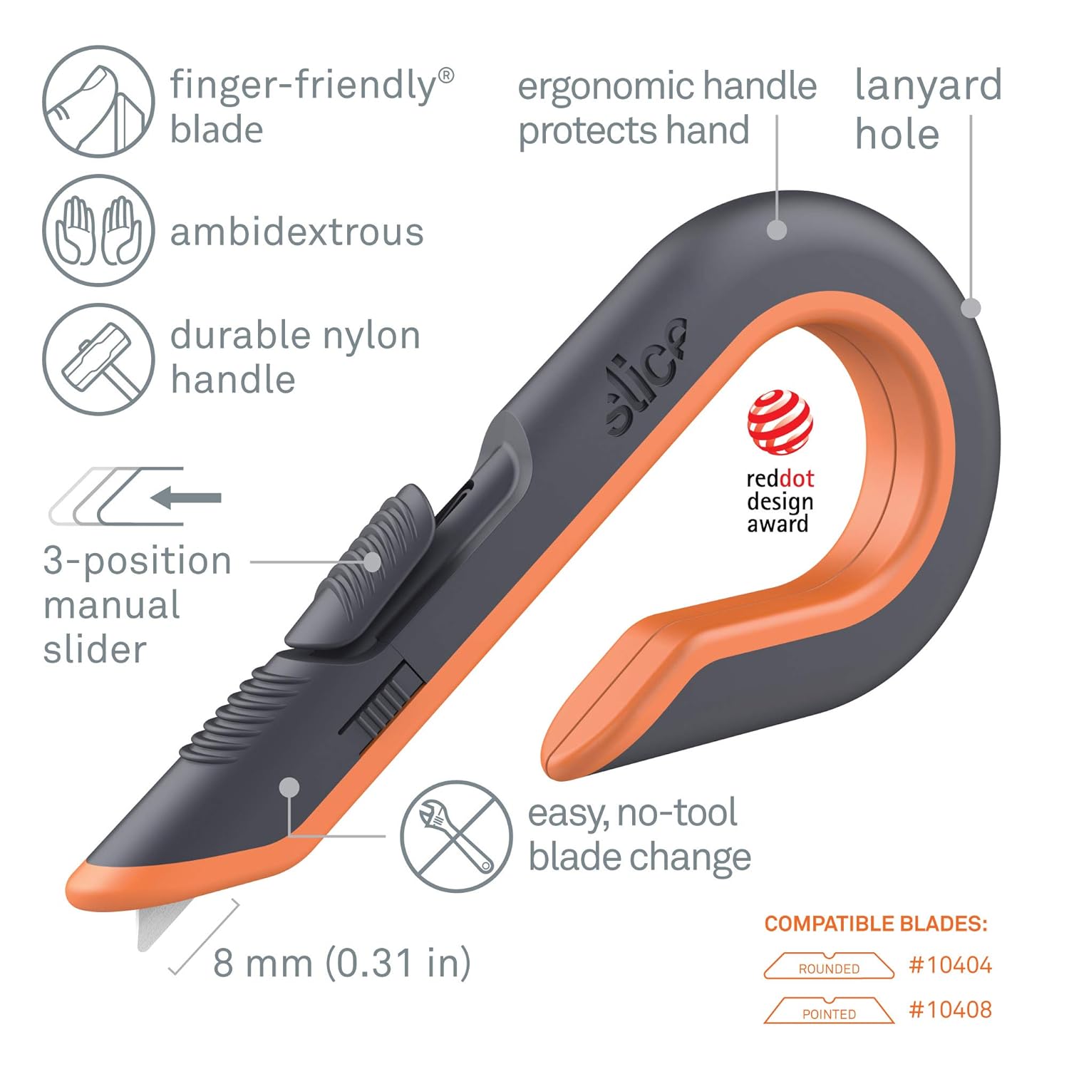 Slice 10400 Box Cutter, 3 Position Manual Button with Ceramic Blade: Industrial & Scientific