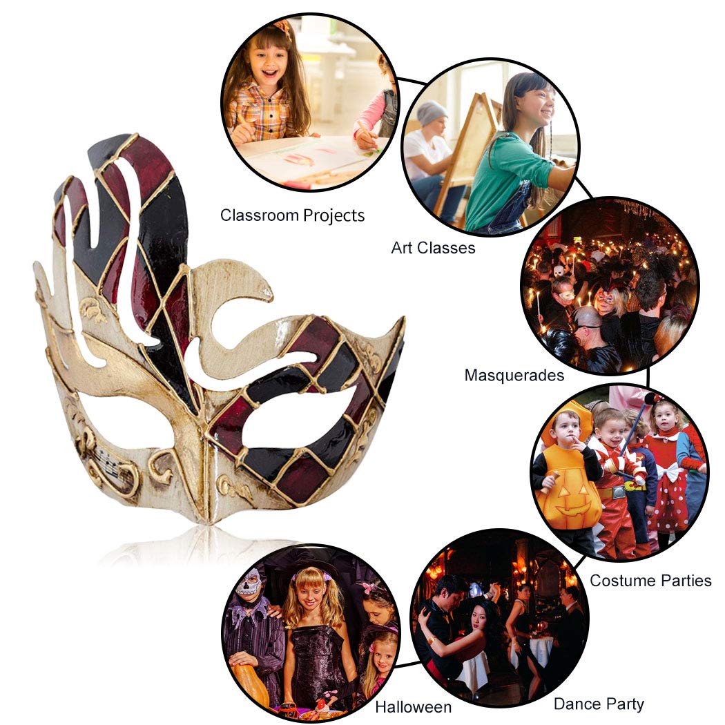 ZOYLINK White Mask, 12pcs Halloween Half Face Mask White Paper Mask DIY Mask Dance Cosplay Party Masquerade White Face Mask Halloween Masked for masquerade mardi gras fashion shows costume party