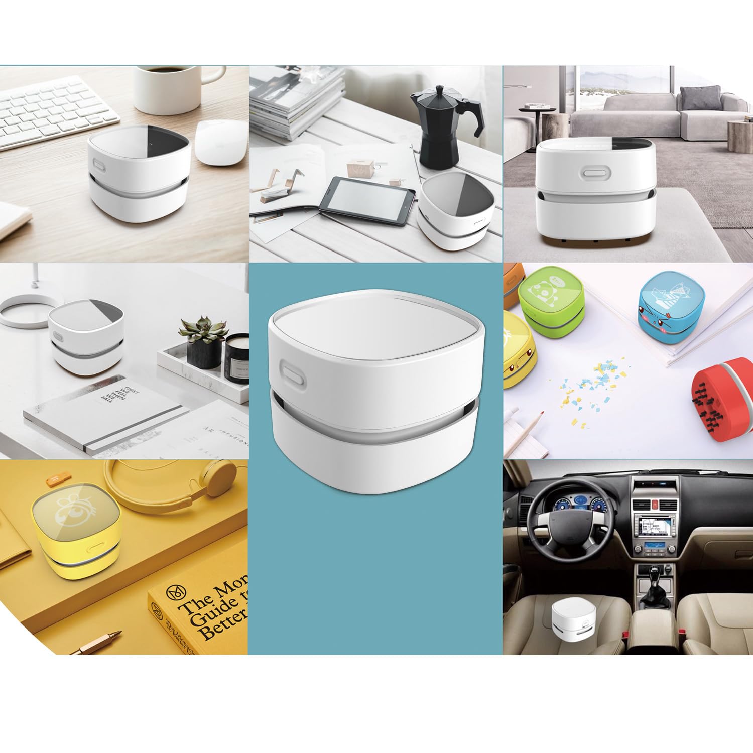 ODISTAR ODISTAR Desktop Vacuum Cleaner, Mini Table dust Sweeper Energy Saving,High Endurance up to 90 mins,Cordless&360º Rotatable Design for Keyboard/Home/School/Office(White AA Battery)