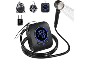 Brarvagur Portable Shower for Camping - 8000mAh Rechargeable Outdoor Shower Pump with 5 Pressure Modes, LED Display, IPX8 Waterproof, Lightweight Design for Hiking, Travel, Pet Cleaning, and Emergency