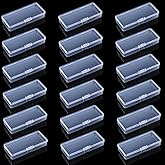 Blulu 18 Pieces Small Plastic Case Small Storage Containers Transparent Storage Case Plastic Box with Lid Containers for Bobby Pin Swab, Craft, Jewelry, Coin, Screw, Bead (3.9 x 1.6 x 0.6 Inch)