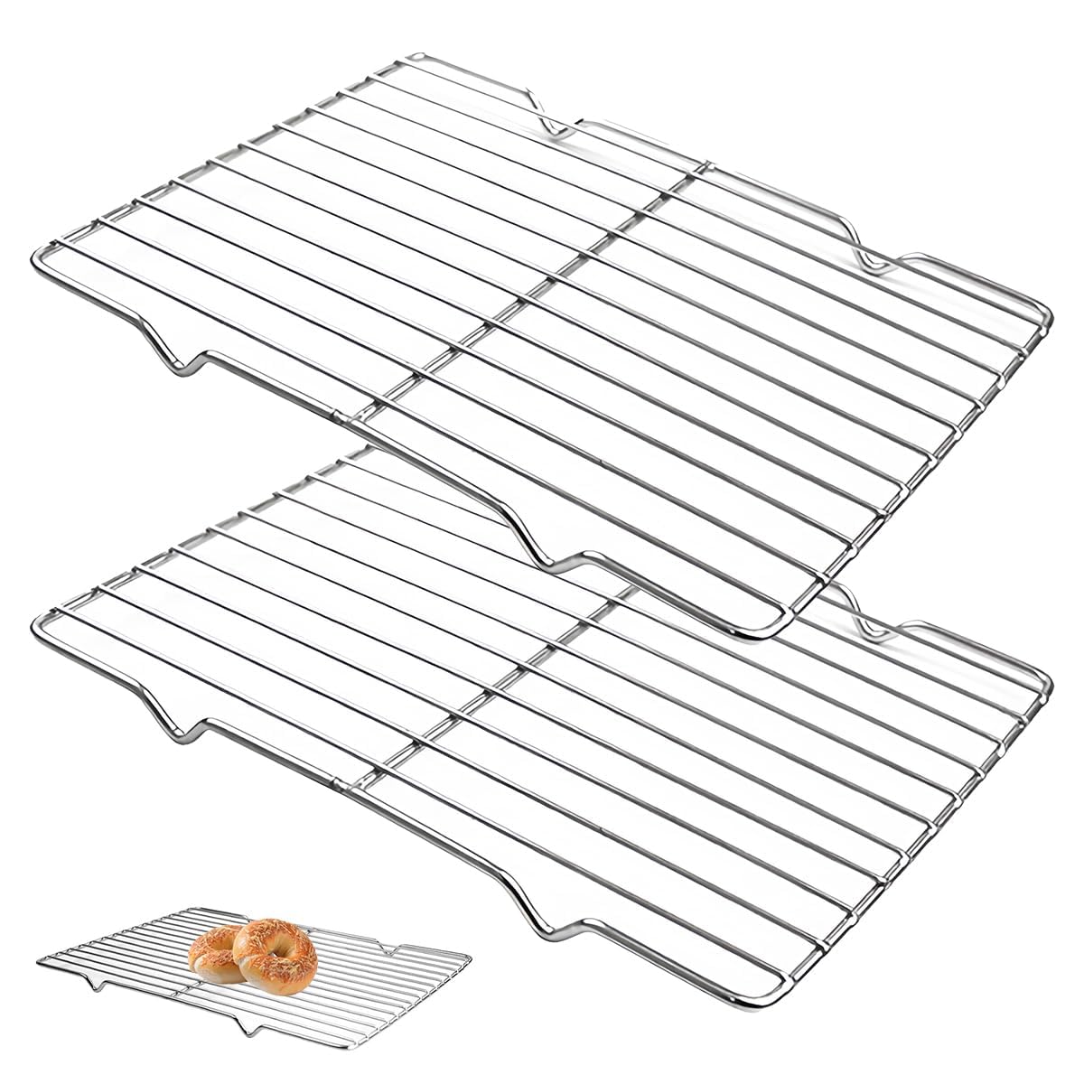 Jinsion 2 Pieces Wire Cooling Rack, 31 X 20 cm Baking Cooling Rack, Grill Oven Rack, Cooling Rack Grid, Wire Rack Baking Tray, Small Rectangle Oven Rack for Cooking, Roasting, Grilling, Drying