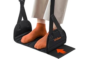 ErGear Airplane Foot Hammock with Wide Hardboard Support, Foot Hammock for Plane Travel with Extended Adjustment Strap, Portable Airplane Foot Rest Travel Essentials for Long Flight