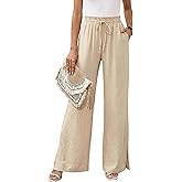GraceSelect Womens Flowy Wide Leg Pants, 2026 Summer Beach Pants High Waist Drawstring Trousers Travel Vacation Outfits