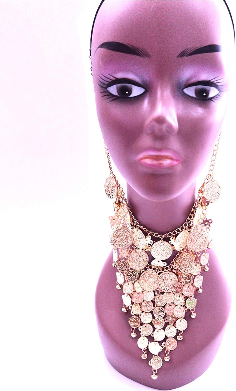 Astage Lady Cosplay Belly Dance Jewelry Coin Veil Halloween Accessories Gold Color: Clothing