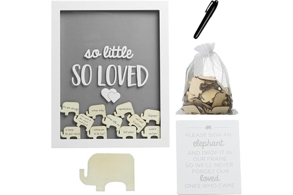 Pearhead Elephant Token Frame, Little Wishes Signature Baby Shower Guestbook Alternative, Pregnancy Keepsake for Soon to be M