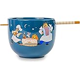 Disney Lady And The Tramp Serenade Ceramic Ramen Dinnerware Set | Includes 20-Ounce Noodle Bowl and Wooden Chopsticks