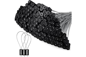 Nuogo 200 Pcs Steel Security Cable Seals 11.8 Inch Metal Numbered Anti-Tamper Shipping Seal Disposable Self Locking Numbered Tags for Container Trailers Cargo Trailer Truck(Black)