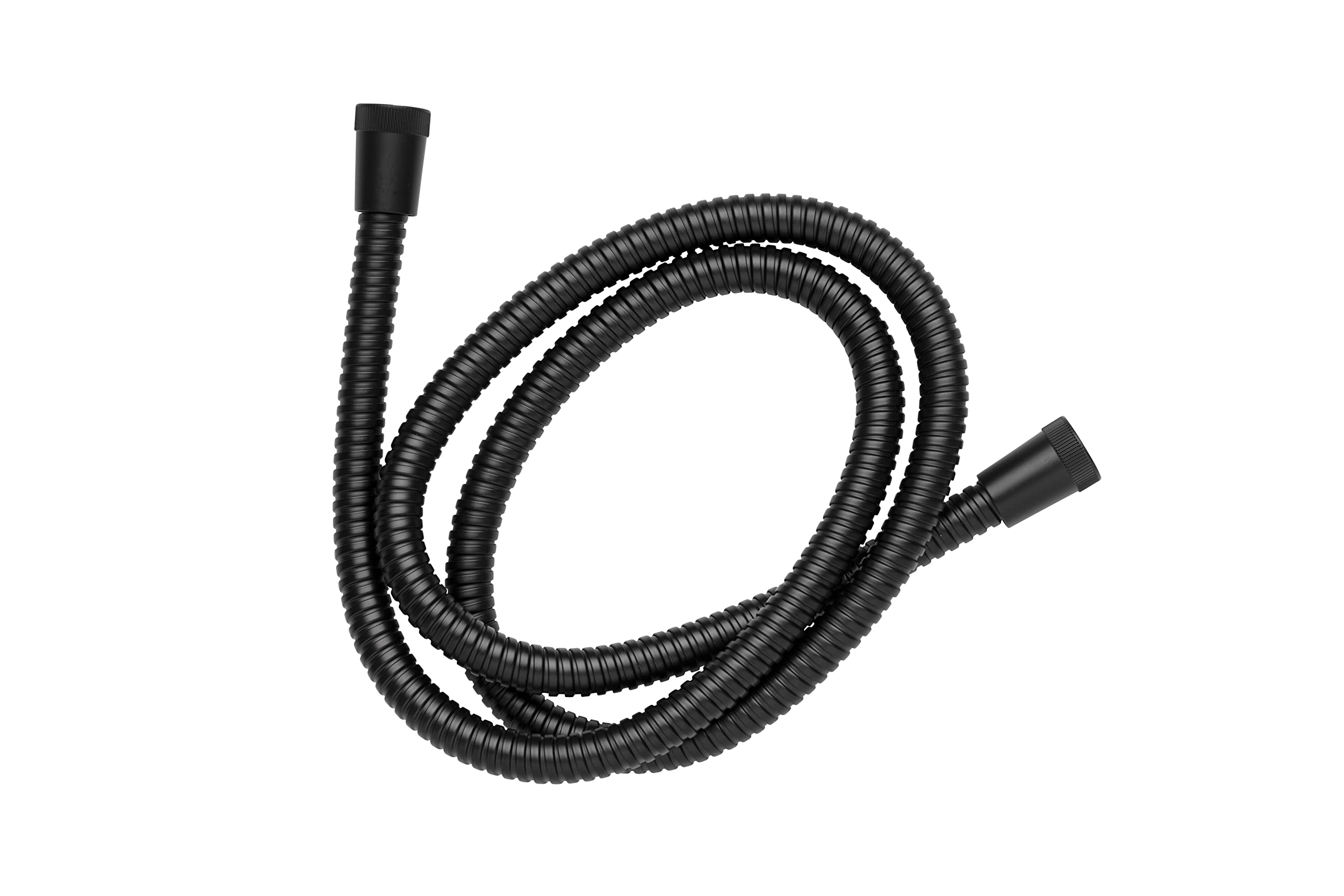 Croydex 1.75m Matt Black Reinforced Stainless Steel Shower Hose - Large Bore, 2 Matt Black Conical Fitments, Compatible with Electric & Mixer Showers
