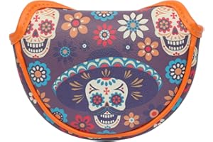 SHABIER Golf Mid-Mallet Headcover with Sugar Skull Design for Golf Putter Head Cover