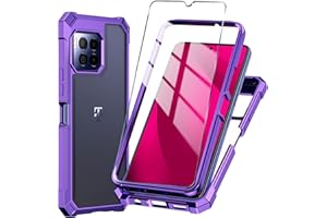 MOCOTTO for T-Mobile REVVL 7 Pro 5G Phone Case + Tempered Glass Screen Protector,Electroplated PC Front Frame Soft TPU Transparent Back Cover,Lmpact Airbags Protective Case Cover for REVVL 7 Pro 5G (Purple)