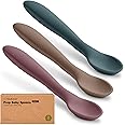 KeaBabies Silicone Baby Spoons, Self Feeding 6-12 months - 3-Pack Baby Weaning Eating Utensils, Toddler First Food Training Spoon, Infant, Kids Feeding Supplies Essential Set, Dishwasher-safe (Rocky)