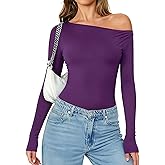 Avidlove Women Off the Shoulder Long Sleeve Bodysuit Double Lined Thong Body Suits Tops Soft Sexy Outfits
