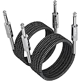 FIBBR Guitar Cable 3FT-2 Pack Professional Instrument Cable 1/4 inch TS Straight to Straight Electric Guitar Bass AMP Cord for Guitar, Bass, Mandolin, Keyboard, Pro Audio - Nylon Braided (Black)