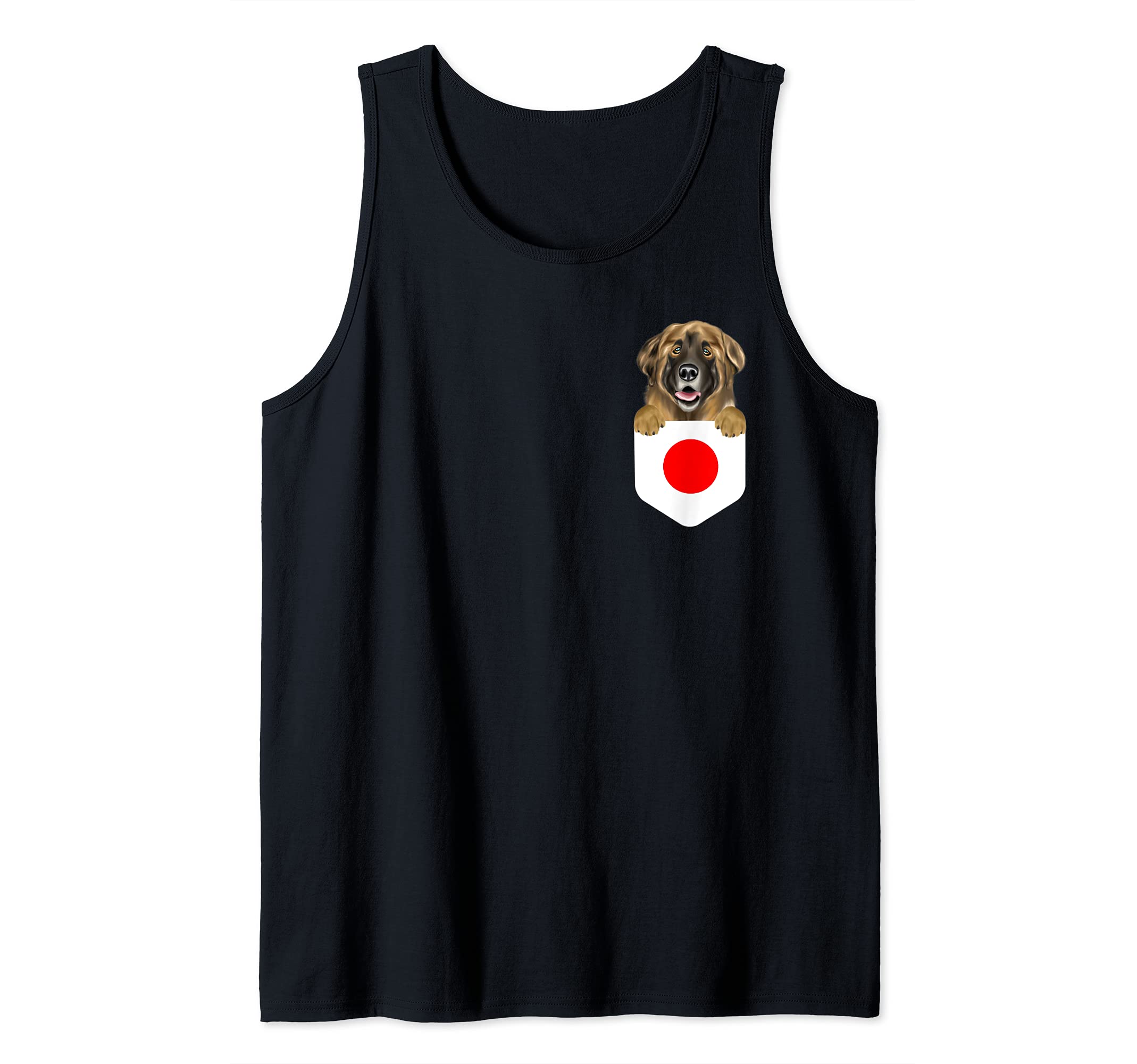 Japan Flag Leonberger Dog In Pocket Tank Top