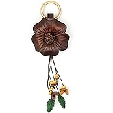 Yeeyeow Leather Flower Tassel Leaf Keychain for Purse Bag Charms, Keyring Fob Boho Accessorie for Women