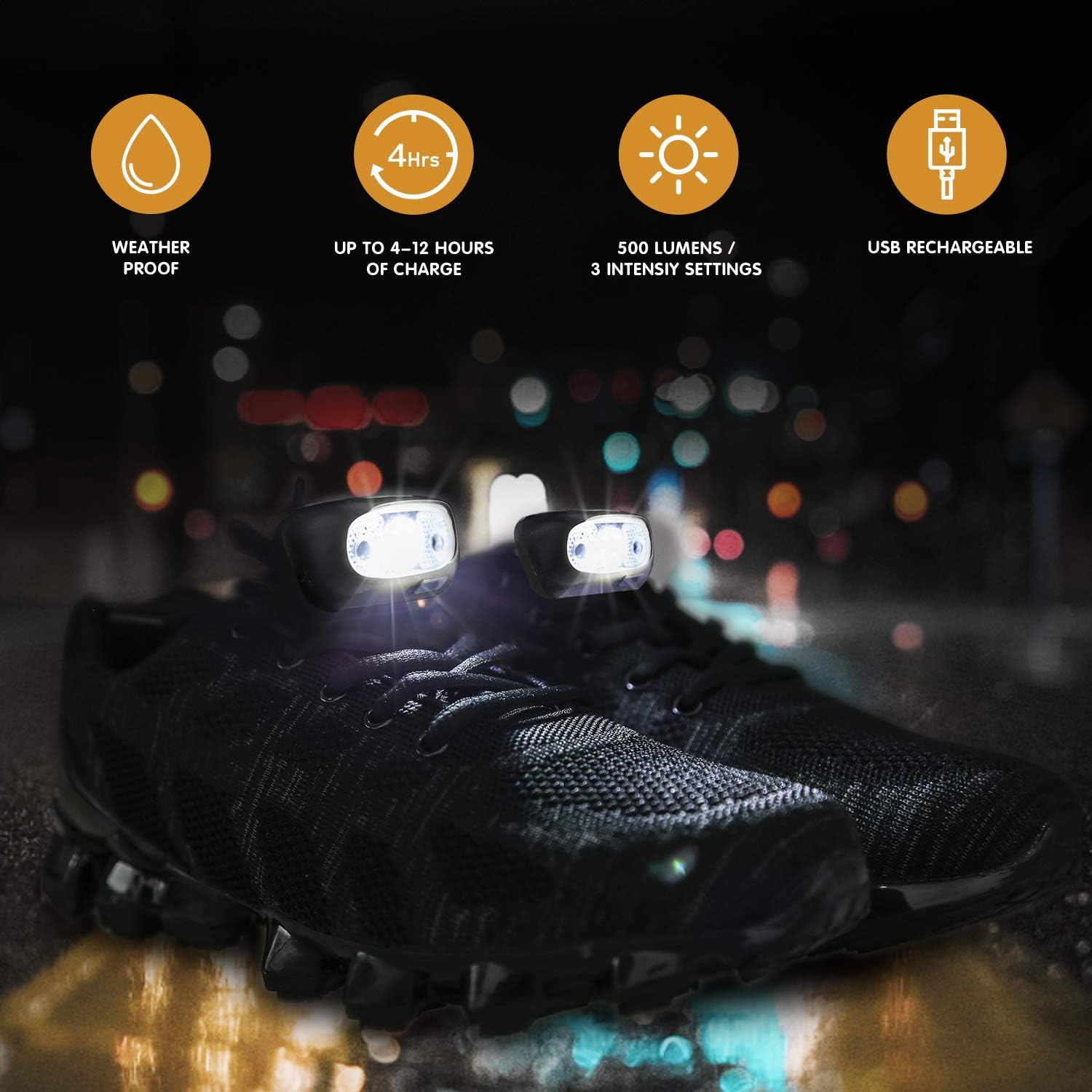 Night Running Gear Running Shoes Light or Headlamp, USB Rechargeable