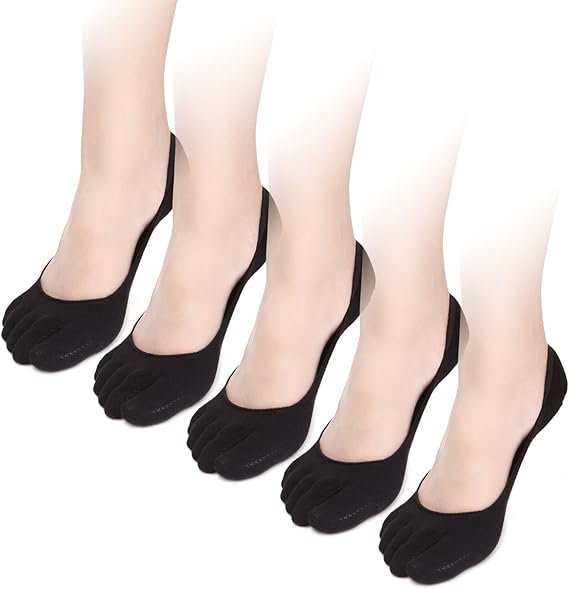 Amazon Co Jp ハンエイスアイス 5本指ソックス 5足セット フットカバー 脱げない レーディス ブラック 服 ファッション小物