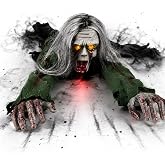 Crawling Zombie Animatronic, Creepy Halloween Crawling Zombie Decor | Voice-Controlled, Eyes Glowing, Spooky Crawling Zombie with Sound for Haunted House, Porch, Party &amp; Halloween Home Decor