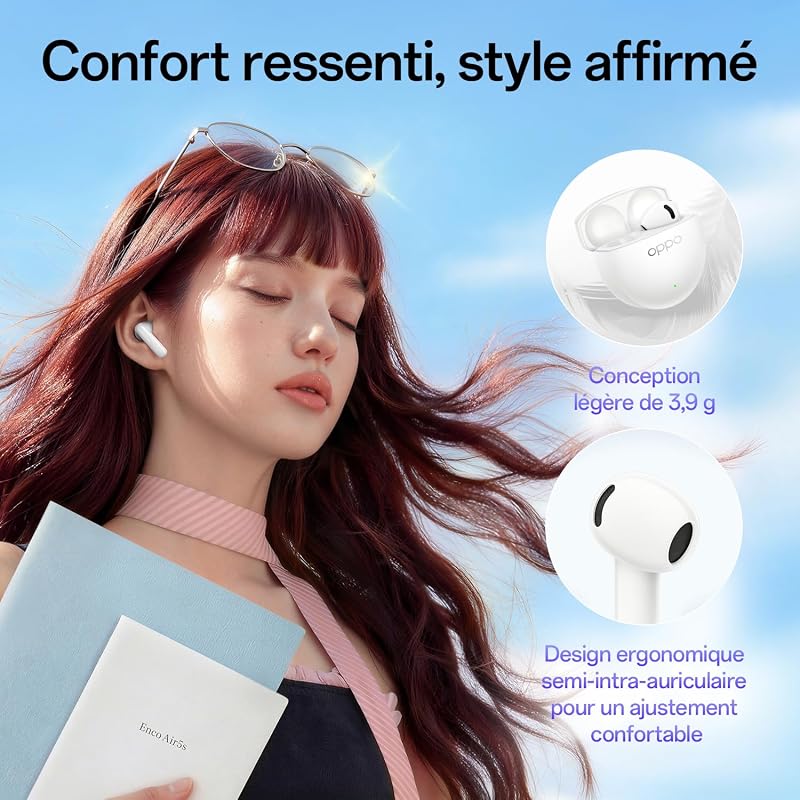 Enco Air5s True Wireless Earbuds Écouteurs ANC Lunar White