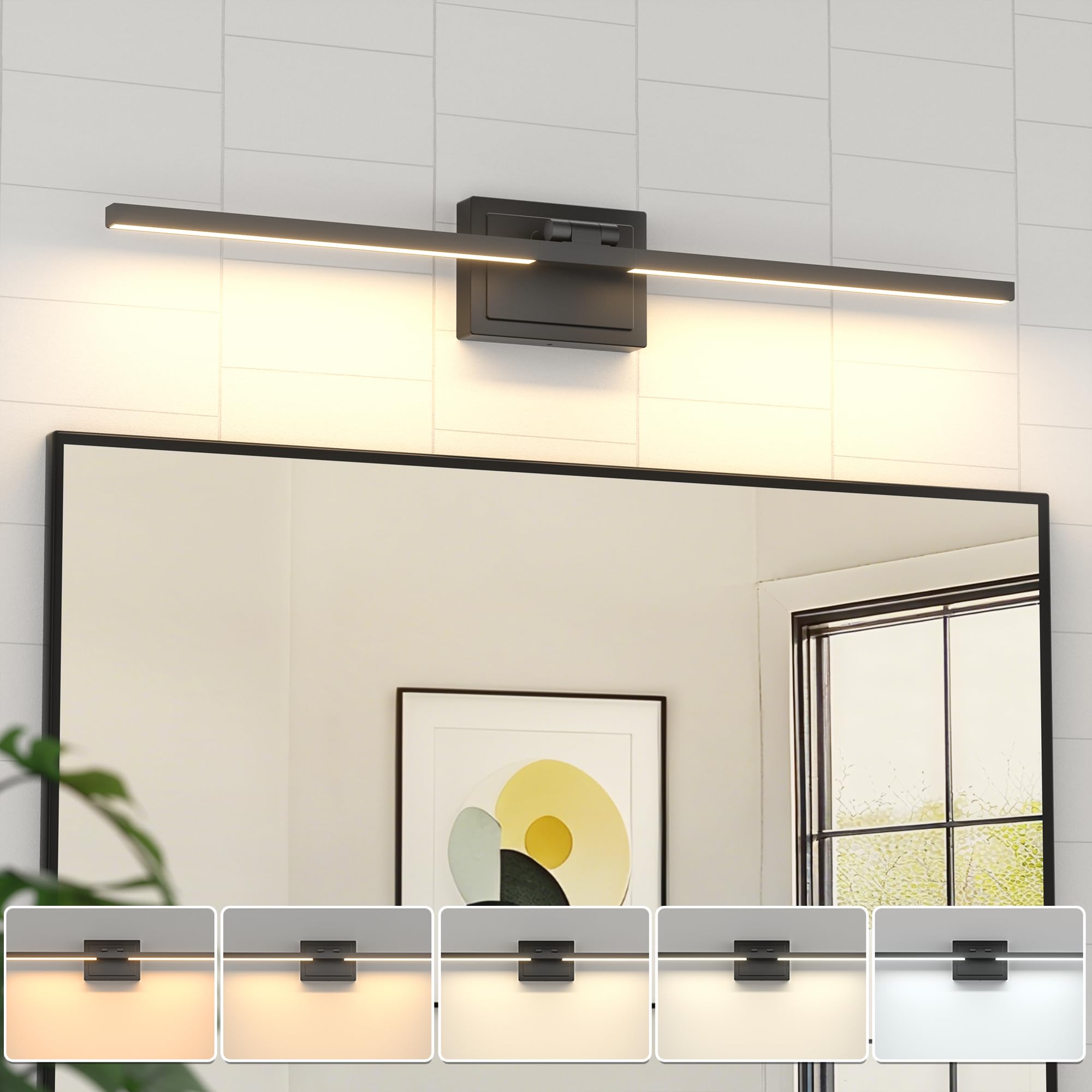 Photo 1 of VOLISUN Bathroom Vanity Light 31.5 inch, 5CCT Dimmable, 28W LED Bathroom Light Fixture Over Mirror, Black Bar Vanity Lights for Bathrooms Mirror Cabinets -ETL Certificated