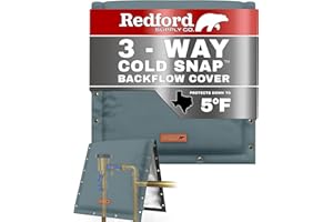 Redford Supply Co. Cold Snap (5°F) Backflow Preventer Insulation Cover, 3-Way Custom, 30" W x 30" H, Pipe Insulation, Water Sprinkler Covers for Outside, Sprinkler Backflow Cover for Winter (Gray)