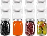 Hniuyun 12 Pack 16 oz Glass Regular Mouth Mason Jars with Lids, Clear