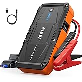 AstroAI S8 Car Battery Jump Starter, Car Jumper Starter Battery Pack for Up to 6.0L Gas & 3.0L Diesel Engines, 12V Portable Jump Box with 3 Modes Flashlight and Jumper Cable (Orange)