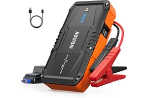 AstroAI S8 Car Battery Jump Starter, Car Jumper Starter Battery Pack for Up to 6.0L Gas & 3.0L Diesel Engines, 12V Portable Jump Box with 3 Modes Flashlight and Jumper Cable (Orange)