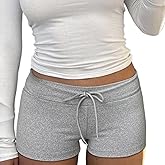 Bosloga Athletic Shorts for Women Micro Low Waist Drawstring Shorts Y2K Vintage Mini Hot Pants Lounge Bottoms Summer