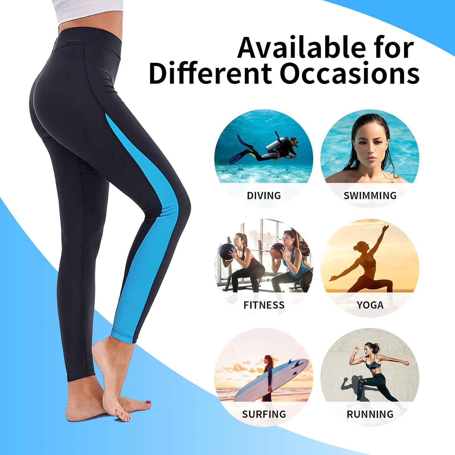 GEEK LIGHTING Womens UPF 50+ Surfing Skins Leggings Wetsuit Swim Long Pants: Clothing