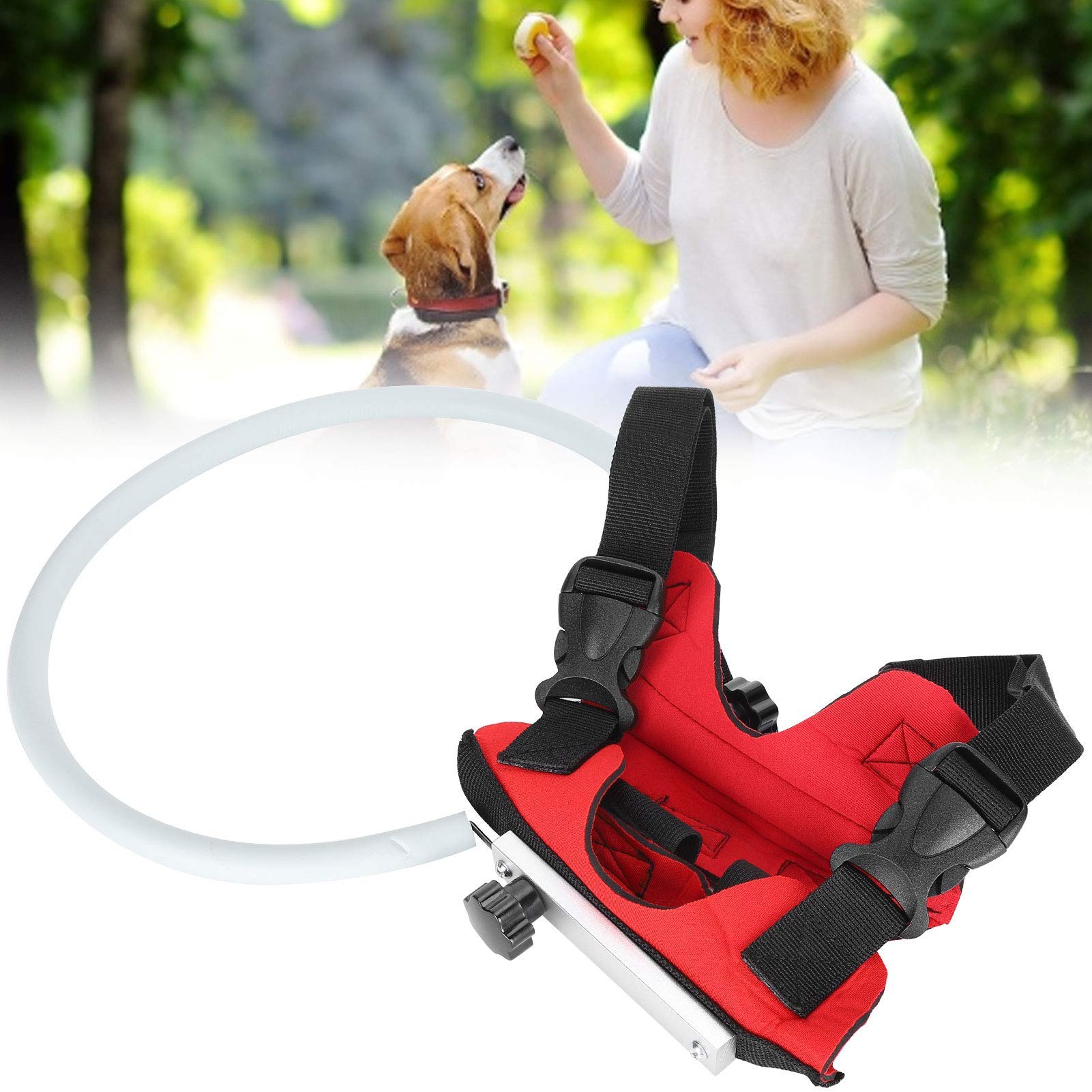 Valentine's Day PresentMetal+Foam Comfortable Non-Toxic Blind Dog Harness Vest, Blind Dog Anti‑Collision Ring, for Cat Animal(MYFZ02 red, S)