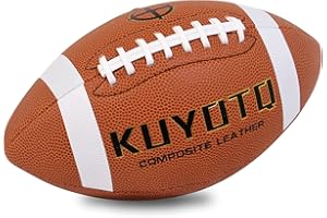 KUYOTQ Youth/Adult Football - Official Size 7/9 Football Soft Composite Leather American Football - in&Outdoor High School Football Wear-Resistant College Football (Deflated)